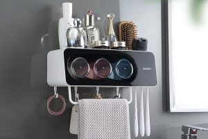 KỆ ĐỂ BÀN CHẢI ECOCO KÈM 2-3-4 CỐC NẰM NGANG CÓ THANH TREO