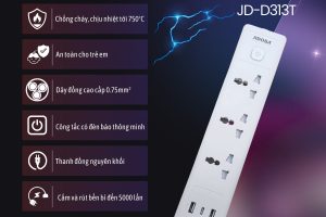 Ổ Cắm Điện Đa Năng Nhiều Lỗ Cắm JIDOSA JD-D313T Công Suất 2500W