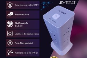 Ổ cắm điện đa năng nhiều lỗi cắm JIDOSA T1214T 12 tải 3000W USB – Type C dây dài 3m